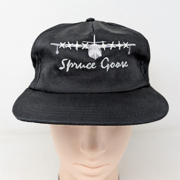 Vintage Spruce Goose SnapBack Hat Hughes H-4 Hercules Black Cap Made in USA NOS